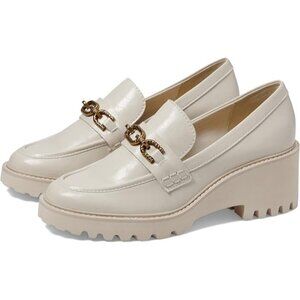 NEW Dolce Vita Womens Size 11 Harlen Ivory Crinkle Patent Lug Sole Loafers Platf